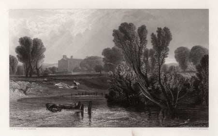 JMW TURNER l800s Engraving View of the Thames FRAMED SIGNED