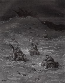 Gustave DORE SIGNED 1800s Orlando Furioso Woodcut The Ship Abandoned FRAMED