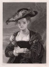 Sir Peter Paul Rubens Chapeau De Paille 1834 Engraving Signed