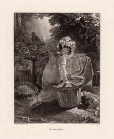 Thomas Uwins 1891 etching The Hop-Gatherer signed