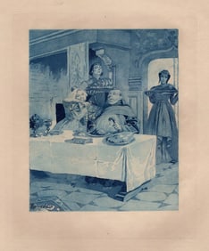 Limited EDMOND MALASSIS Engraving THE DINNER TABLE Signed Framed