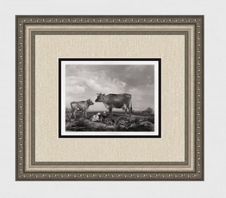 Thomas Sidney COOPER SIGNED Engraving Pastoral Landscape FRAMED