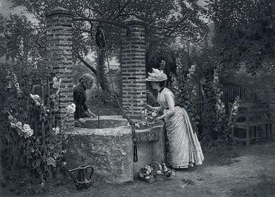 1800s FIRMIN GIRARD Antique Print Well between Properties Framed Signed