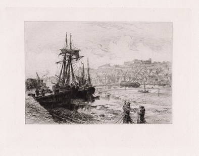 Alfred Louis Brunet Debaines Whitby Abbey 1882 etching: Alfred Louis Brunet Debaines. (1845-1939). Whitby Abbey. Antique etching on laid paper. 1882. Signed in the plate, lower right. Excellent. Image size 7 3/8 x 9 5/8 inches. Approximately 17 x 19 inches