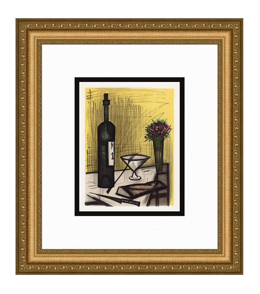 Bernard Buffet Bread and Wine 1967 lithograph: Bernard Buffet. (1928-1999). Bread and Wine. Color Lithograph on Wove Paper after the Original. 1967. Excellent. Atelier Mourlot. Image Size 6 3/4 x 9 inches. Approximately 15 x 18 inches . Gallery Ma