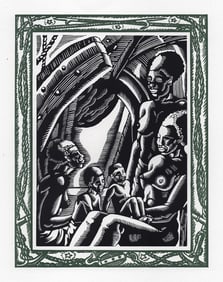 1946 PATRICK DE MANCEAU Woodcut Onboard the San Dominick Limited FRAMED