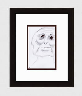 Patrick Mcdowell Original Hand Signed Ink Drawing Faces #25 Framed COA: Patrick Mcdowell. "Faces 25". Ink on paper. Unique. Hand Signed lower right. Excellent. 5 3/8 x 8 3/8 inches, framed dimensions c. 13 3/8 x 16 3/8 inches. This piece is double matted and framed in a n