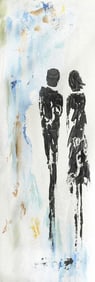 Gudrun Newman Original Painting Happy Couple 11 x 30 inches