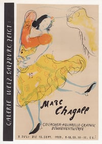 Marc Chagall Gouachen-Aquarelle 1959 lithograph