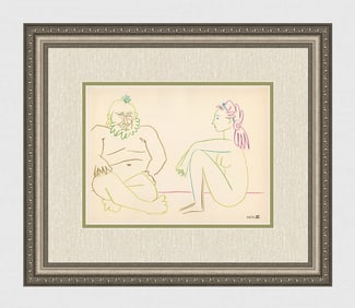 Pablo Picasso 1954 La Comedie Humaine Color Lithograph Framed
