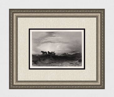 1800s Frederick Richard Lee Engraving "Sea Coast Morning" Signed Framed: Frederick Richard Lee RA (English, 1798 – 1879). Morning on the Sea Coast. Antique engraving on wove paper after the original by master engraver Edward Radclyffe (British, 1810-1863). Year: 1851.Sig