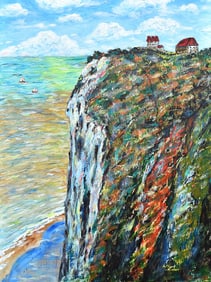 Arthur Kinslow Original Painting Normany Seaside 36 x 48 Inches