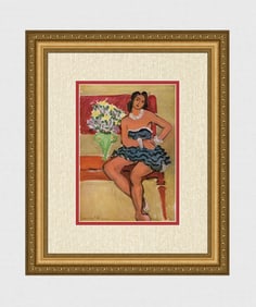 Stunning MATISSE SIGNED 1943 Color Lithograph DANCER IN A BLUE DRESS Framed COA