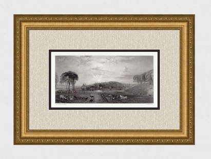 Joseph Mallord William Turner Petworth Park 1863 Engraving Signed: Joseph Mallord William Turner (English, 1775-1851). Petworth park. Antique engraving on wove paper after the original oil paint on canvas by master engraver John Cousen (Bradford 1804-1880 London). 18