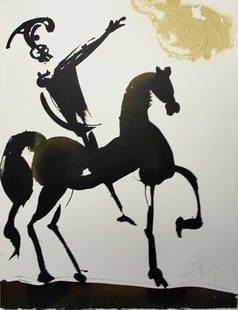 Dali Sun and Moon Stood Still 1967 Biblia Framed Lithograph: Salvador Dali. "Tunc Iocutus est Iosue Domino..Sol contra Gabaon ne movearis et luna contra vallem Aialon (Oh sun, move not over Gibeon, Oh moon, over the valley of Aijalon.&rdquo; And the sun and moo