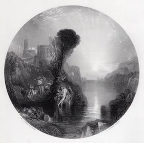 JMW TURNER 1800s Engraving Bacchus and Ariadne SIGNED Framed