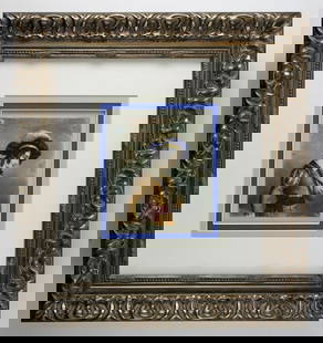The Prince Antique Gouache watercolor Framed: The Prince. Finely executed Antique gouache/watercolor over pencil. Image Size 4 7/8 x 5 7/8 inches. Framed dimensions: Approximately 16 x 16 3/4 inches. This piece has been professionally matted and