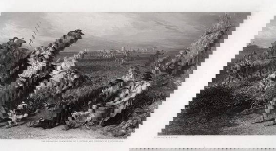 THOMAS UWINS 1800s Engraving Vintage in the South of France Signed FRAMED: Thomas Uwins (British, 1782-1857). The Vintage in the Claret Vineyards of the South of France. Antique engraving on wove paper after the original painting by master engraver Lumb Stocks (British, 1812