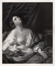 GUIDO RENI 1800s Antique Engraving Cleopatra & the Asp FRAMED