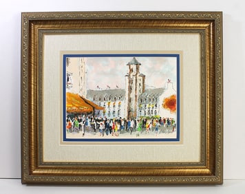 Urbain Huchet Saint Germain des Pres lithograph signed