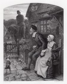 1875 Henry Wallis Back from Marston Moor engraving signed
