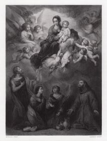 Bartolome Esteban Murillo Apotheosis of the Virgin 1875 engraving