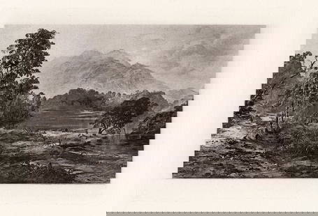 Horatio McCulloch The Silver Strand, Loch Katrine 1885 Antique Print: Horatio McCulloch. (sometimes written M'Culloch) (Scottish, 1805-1867). The Silver Strand, Loch Katrine. Antique heliogravure on wove paper after the original painting by master engraver A. & J. Annan