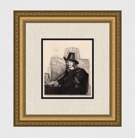 1800s REMBRANDT Etching B277 Jan Asselin of Crabbetjie (Painter) DURAND Original Framed