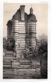 Original 1800s Victor Petit Lithograph Pavillon De Chaumont Framed Signed
