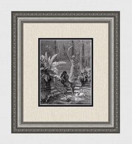 Gustave DORE 1800s Orlando Furioso Woodcut Angelica & Medoro FRAMED Signed