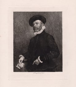 Giovanni Battista Moroni Portrait of a Man holding a Letter ('L'Avvocato') (The Lawyer) 1876 etching
