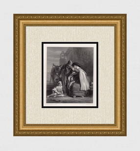 David WILKIE 1800s Engraving "The Departure of the Guerilla" SIGNED Framed COA: Sir David Wilkie (Scottish, 1785-1841). The Guerilla's Departure. Antique engraving on wove paper after the original oil on canvas by master engraver James Charles Armytage (English, c. 1802 - 1897).