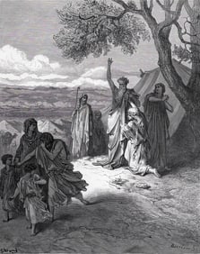 Gustave Dore 1800s Religious Woodcut Noah Curses Ham & Canaan Framed Signed