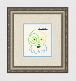 Pablo PICASSO 1968 Color Lithograph FACES  Signed Framed