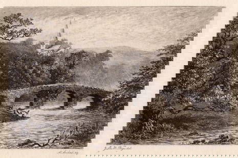 Alexander Ansted The Dart Near Buckfastleigh 1893 etching: Alexander Ansted. (William Alexander Ansted) (1859 - 1948). The Dart Near Buckfastleight. Antique etching on thick wove paper from the original copper plate. 1893. Signed in the plate, lower left. Exc