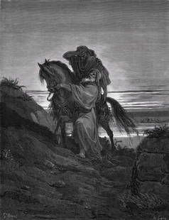 Religious 1800s GUSTAVE DORE SIGNED Woodcut THE GOOD SAMARITAN Framed: Gustave Dore (Paul Gustave Louis Christophe Dore) (French, 1832-1883). The Good Samaritan (from Dore's Bible). Antique woodcut wove paper after the original by a master wood engraver Ad Ligny (French,