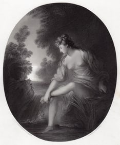 Sir Thomas Gainsborough 1853 Engraving Musidora signed