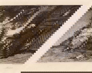 John Seymour Lucas RA Flirtation 1908 etching: John Seymour Lucas RA. (English, 1849 - 1923). Flirtation. Signed and Titled in the plate. Antique etching on thick wove paper after the original oil on canvas by master etcher Eli Marsden Wilson (Eng