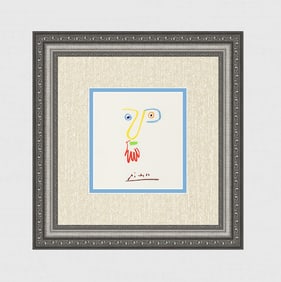 1968 Pablo Picasso Color Lithograph "Bearded Man"  Signed Framed