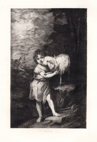 Bartolome Esteban Murillo St John and the Lamb 1876 etching