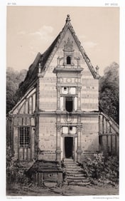 1800s Victor Petit Original Lithograph Fief Des Bordes Framed Signed