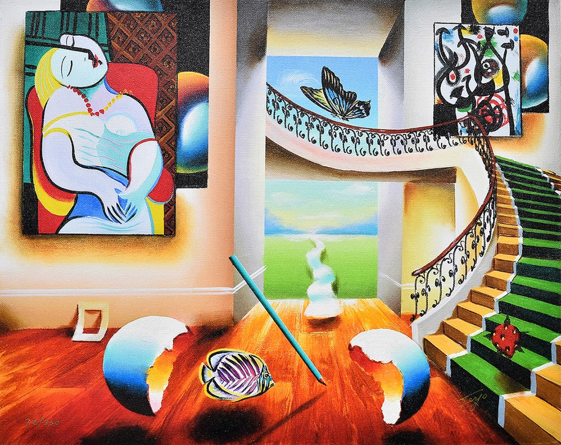 Ferjo Limited edition Giclee on Canvas Dreaming Signed Numbered: Ferjo (Fernando de Jesus Oliveira) (B.1946;Brazilian). Dreaming. Limited edition giclee on canvas. Signed lower right. Numbered from 350. Image size 16 x 19 3/4 inches. ***Please note, this hand signe