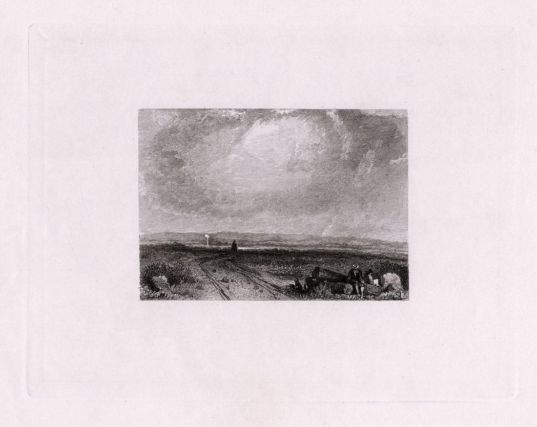 Richard Parkes Bonington A Heath Traversed by a Winding Road 1889 engraving: Richard Parkes Bonington. (English, 1802-1828). A Heath Traversed by a Winding Road. Antique engraving on wove paper after the original water color drawing by master engraver Robert Paxman Brandard (E