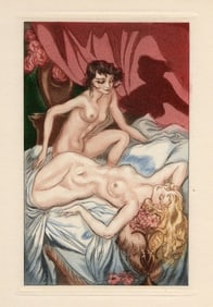Nicolas Sternberg 1930 Color Engraving "Temptation" Limited Framed