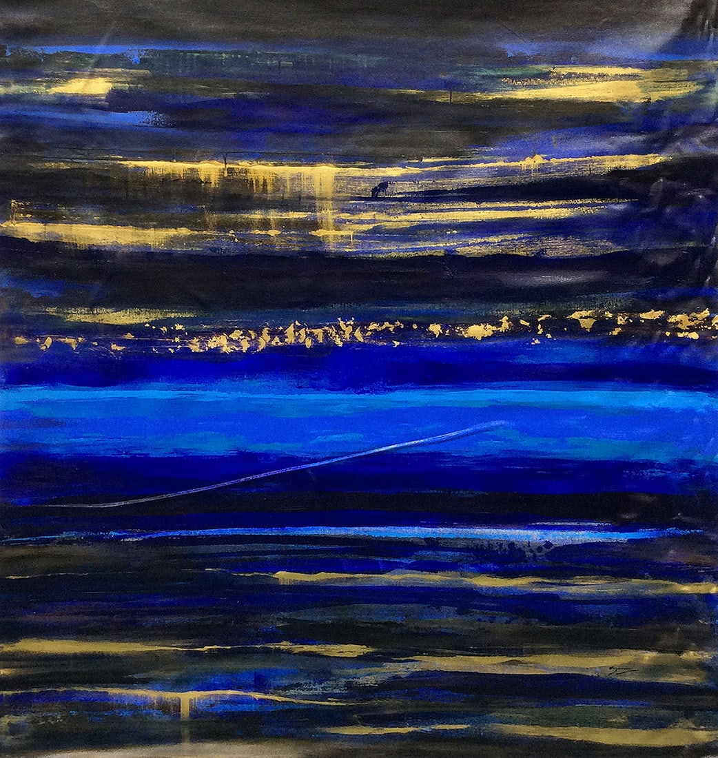 Azarin Oil Painting Blue Abstract 54 x 54 Inches (1 of 2)