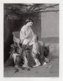Joseph COOMANS SIGNED 1800s Engraving The Scolded Child FRAMED