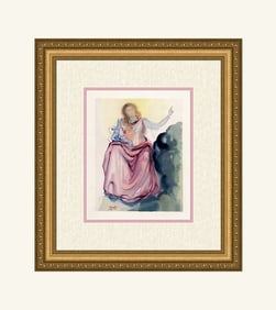 Salvador Dali Beatrice 1960 Woodcut Signed Framed