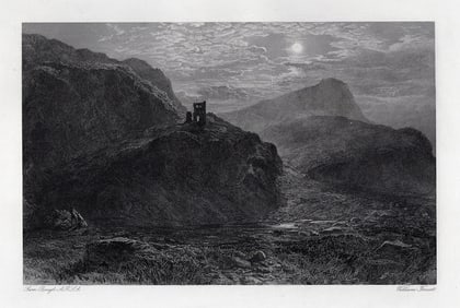 1800s Samuel Bough Engraving Muschat's Cairn Framed Signed