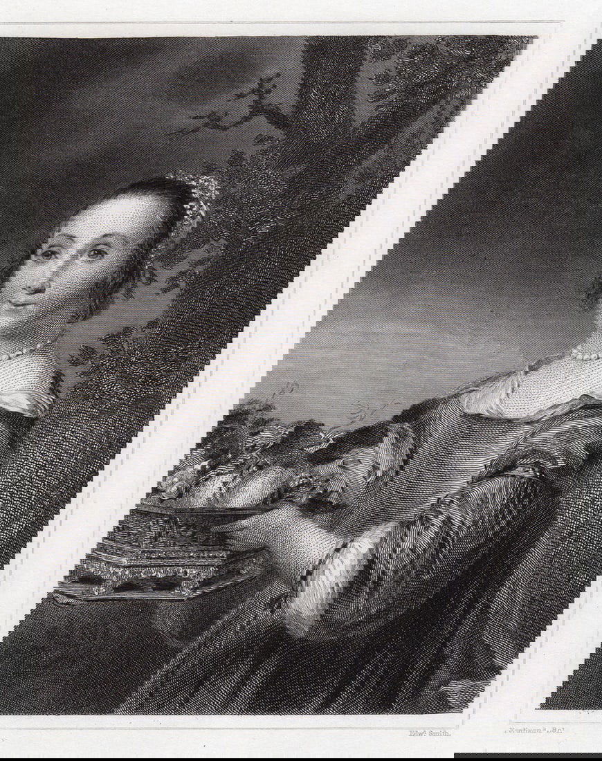 Ferdinand Bol Dutch Lady (Petronella Elias (1648-1667) with a Basket of Fruit) engraving signed: Ferdinand Bol. (Dutch, 1616 - 1680). Dutch Lady (Petronella Elias (1648-1667) with a Basket of Fruit). Antique engraving on thick wove paper after the original oil on canvas by master engraver Edward