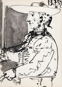 PABLO PICASSO 1961 Vintage Lithograph Torero Sentado FRAMED